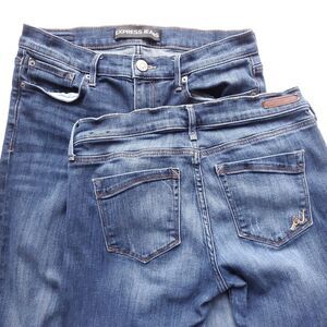 Express Jeans Barely Boot Mid Rise Sz 6S Lot of 2 Blue Denim 6 Short (29 x 28.5)